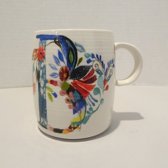 Starla M Halfmann Anthropologie Monogram Floral Coffee Tea Mug Cup Letter "B" - Picture 1 of 5